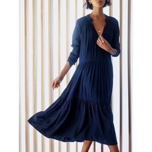 Brochu Walker Alana midi tiered swing dress in Navy size M